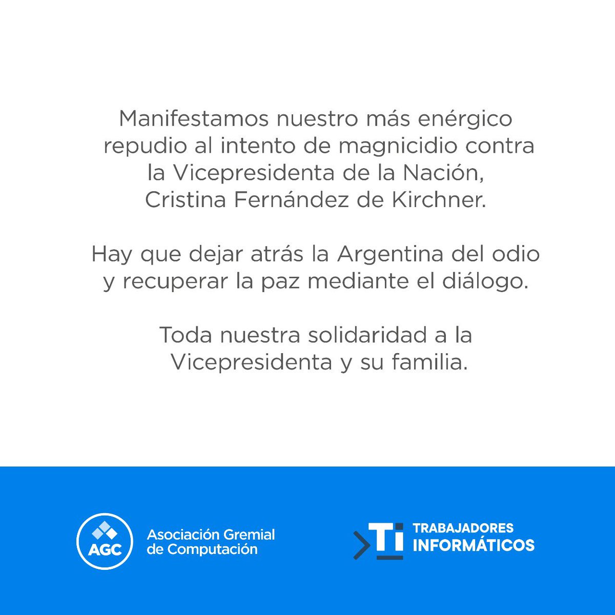 AGCArgentina's tweet photo. @CFKArgentina 
#AtentadoACFK https://t.co/345eJDIwOe