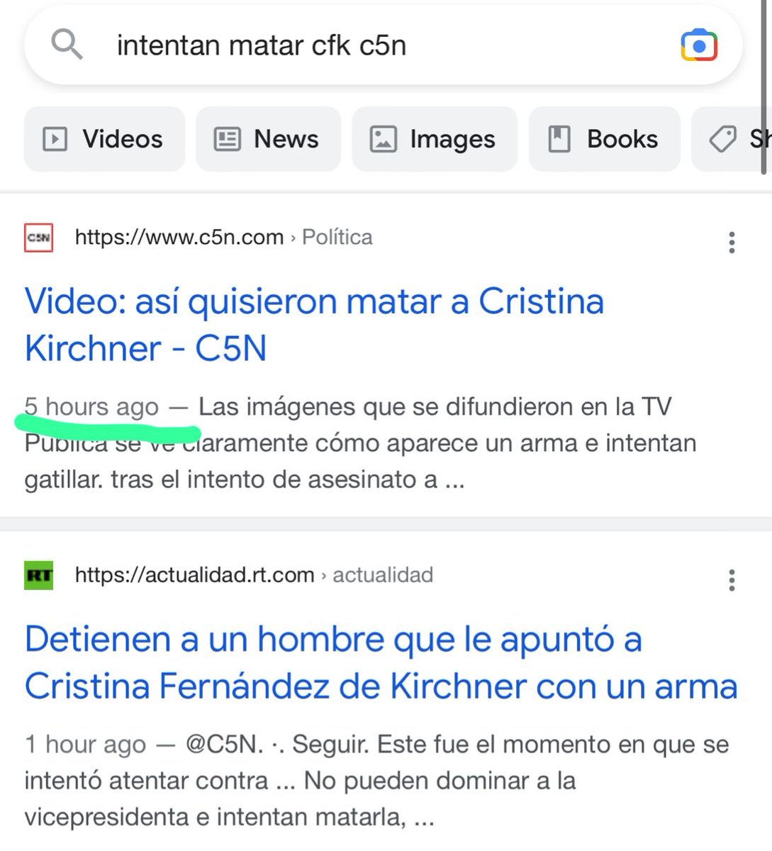 🇦🇷 | C5N cargó la nota sobre el intento de asesinato de Cristina Kirchner hace 5 horas, más de 3 horas antes que de verdad ocurriera.

La nota fue cargada a las 18 horas y el atentado ocurrió a las 21:37.