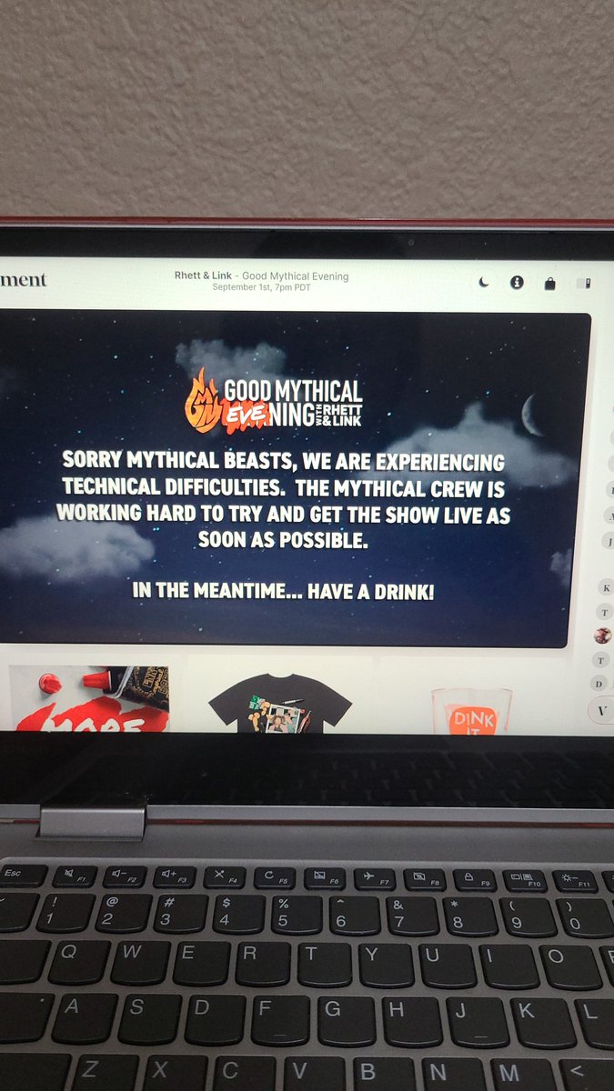 CherryNSko's tweet photo. #goodmythicalevening 
UPDATE! They're working on it 😬 I'm drinking in the mean time 🍷 https://t.co/UjWFpGpTaU