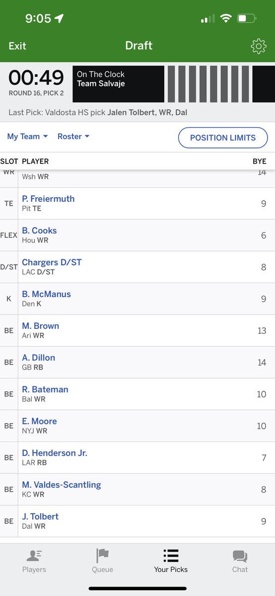 killoren4646's tweet photo. @TheFFBallers I’d love to know what you think of this roster. Love the show. https://t.co/fIkahUX9Je
