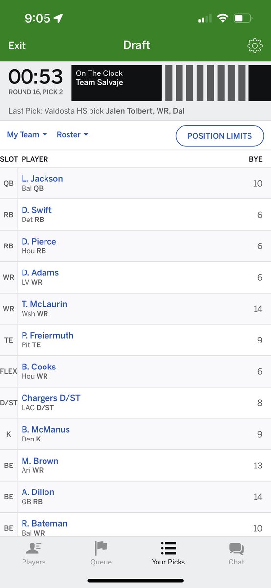 killoren4646's tweet photo. @TheFFBallers I’d love to know what you think of this roster. Love the show. https://t.co/fIkahUX9Je