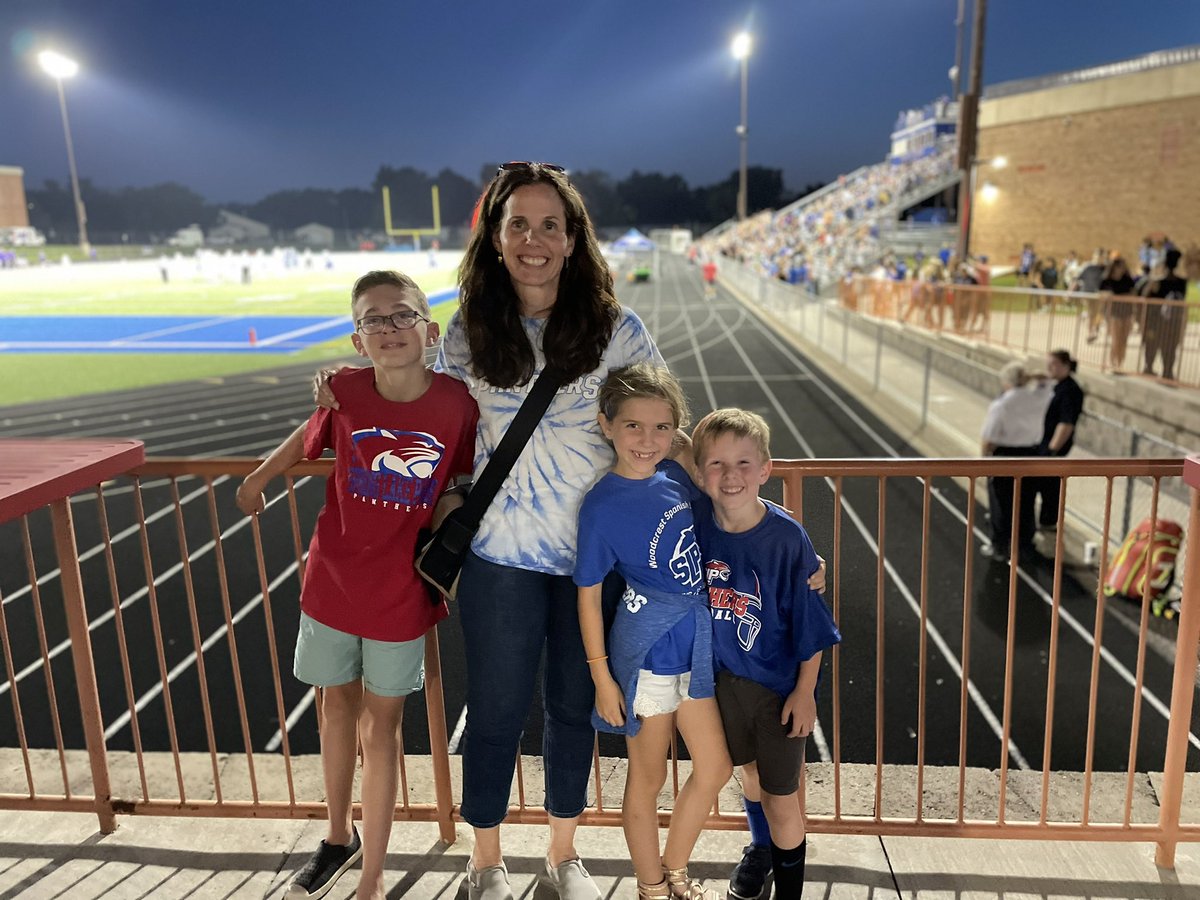 Cheering on the Panthers with my little panthers. #slppantherproud