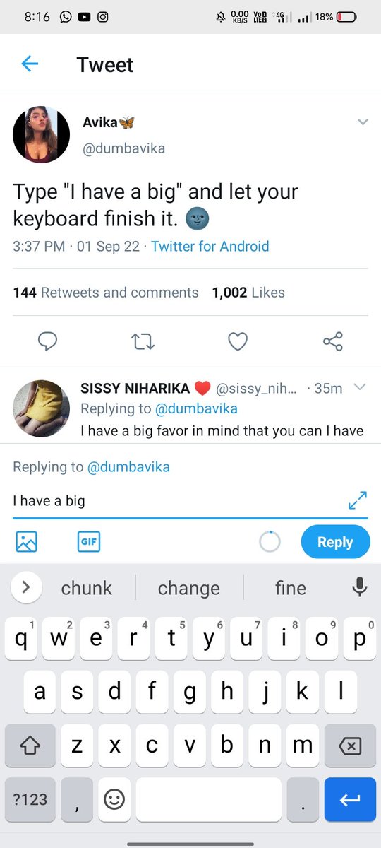 Pariksh79837451's tweet photo. @dumbavika I have a big chunk
Change
Fine https://t.co/qD0mPHsWZ7