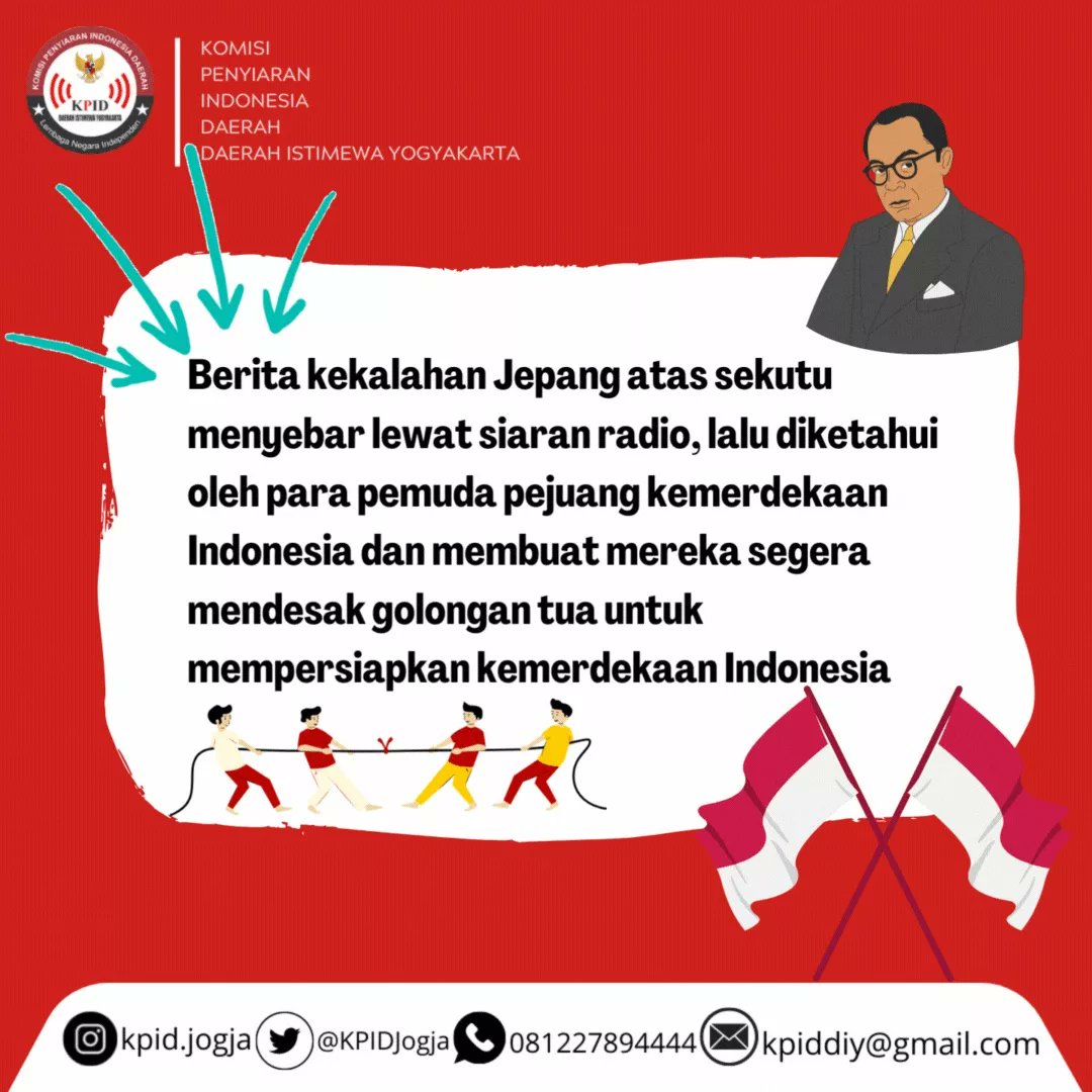 kpidjogja's tweet photo. Hai Sobat Penyiaran! 

Sobat penyiaran kali ini admin mau kasih tau nih kalau radio tuh berperan loh dalam sejarah kemerdekaan Indonesia🇮🇩

Yuk simak postingan berikut ini! Semoga bermanfaat ya sobat! 🙌

Sumber: https://t.co/CEL4VBz0Qg

Kreator:
@audrey_vaniaaa https://t.co/emX5BdWq0Z