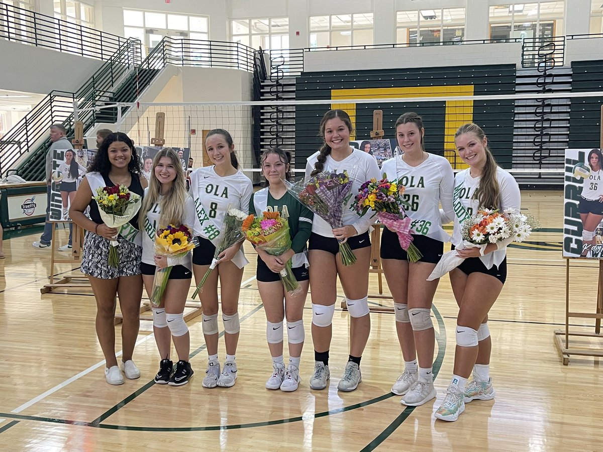 VolleyballOla's tweet photo. Congratulations to our seniors! They had an amazing night and thank you to everyone who helped make this a memorable night for them! We came out on top with the sweep of McDonough and Jonesboro! So proud of you all! https://t.co/t86iAdBApQ