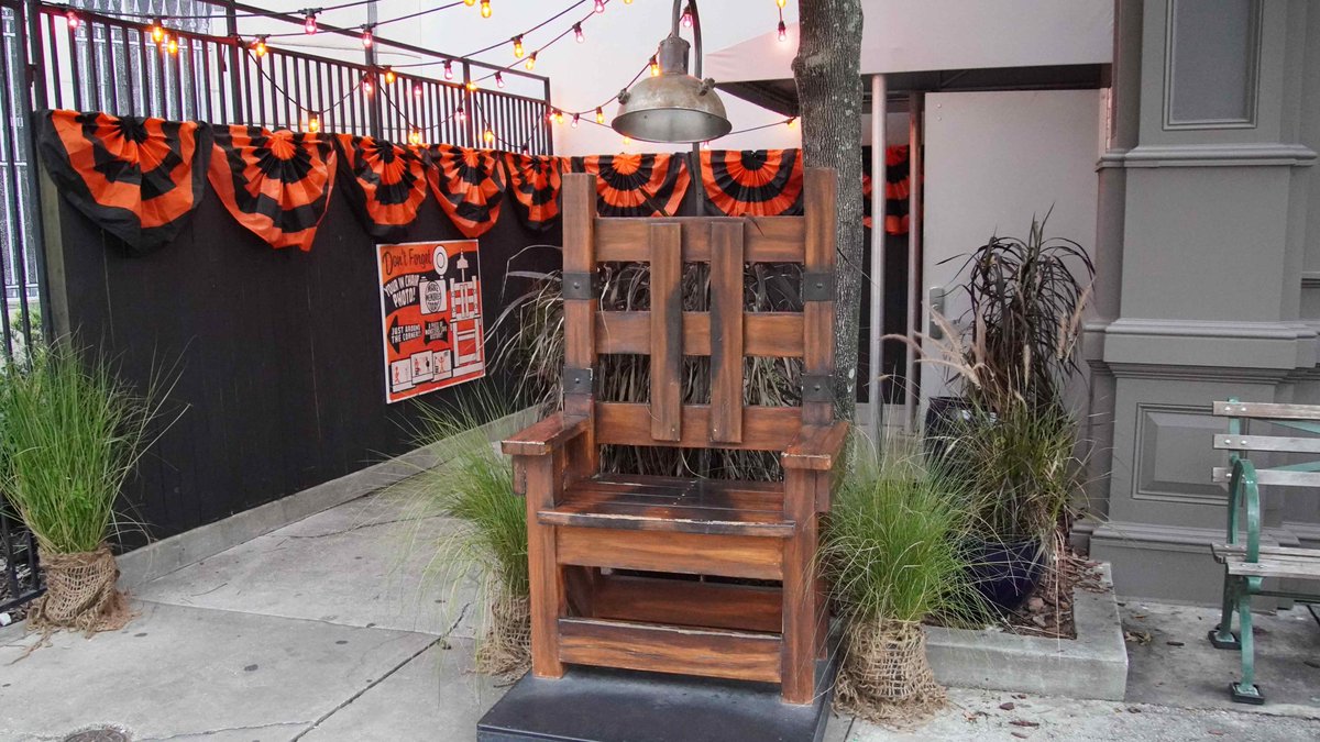 bioreconstruct on Twitter "Electric chair from the former Monsters Cafe is a photo op outside