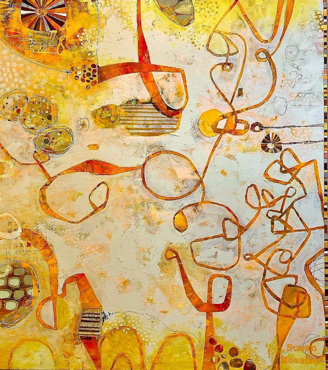 #daalmember Susan Rossiter's stunning painting was one of 47 pieces selected for Verum Ultimum Art Gallery’s LIMINAL II exhibit. Check out the first reveal on their website or @verumultimum  "Meandering in Yellow", at 48"x60", is the largest piece she has created.