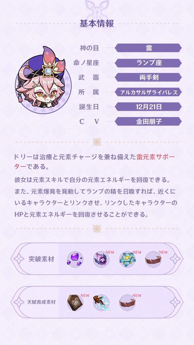 原神 新キャラ ドリー の詳細公開 モラを愛する雷元素サポーター Cv 金田朋子さんによる強烈キャラも必見 インサイド