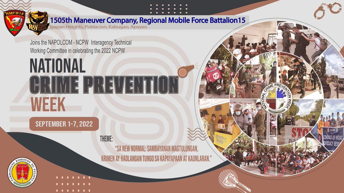 rpsc_procor's tweet photo. Your 1505th MC, RMFB15 Family headed by PCPT JOHN PAUL P COLANGAN joins the NAPOLCOM in celebrating the 2022 NCPW with the theme "Sa New Normal: Sambayanan Magtulungan, Krimen ay Hadlangan tungo sa Kapayapaan at Kaunlaran."

#TeamPNP
#WeServeAndProtect
#PNPKakampiMo
#RMFB15Cares https://t.co/fPGe8qBhDE