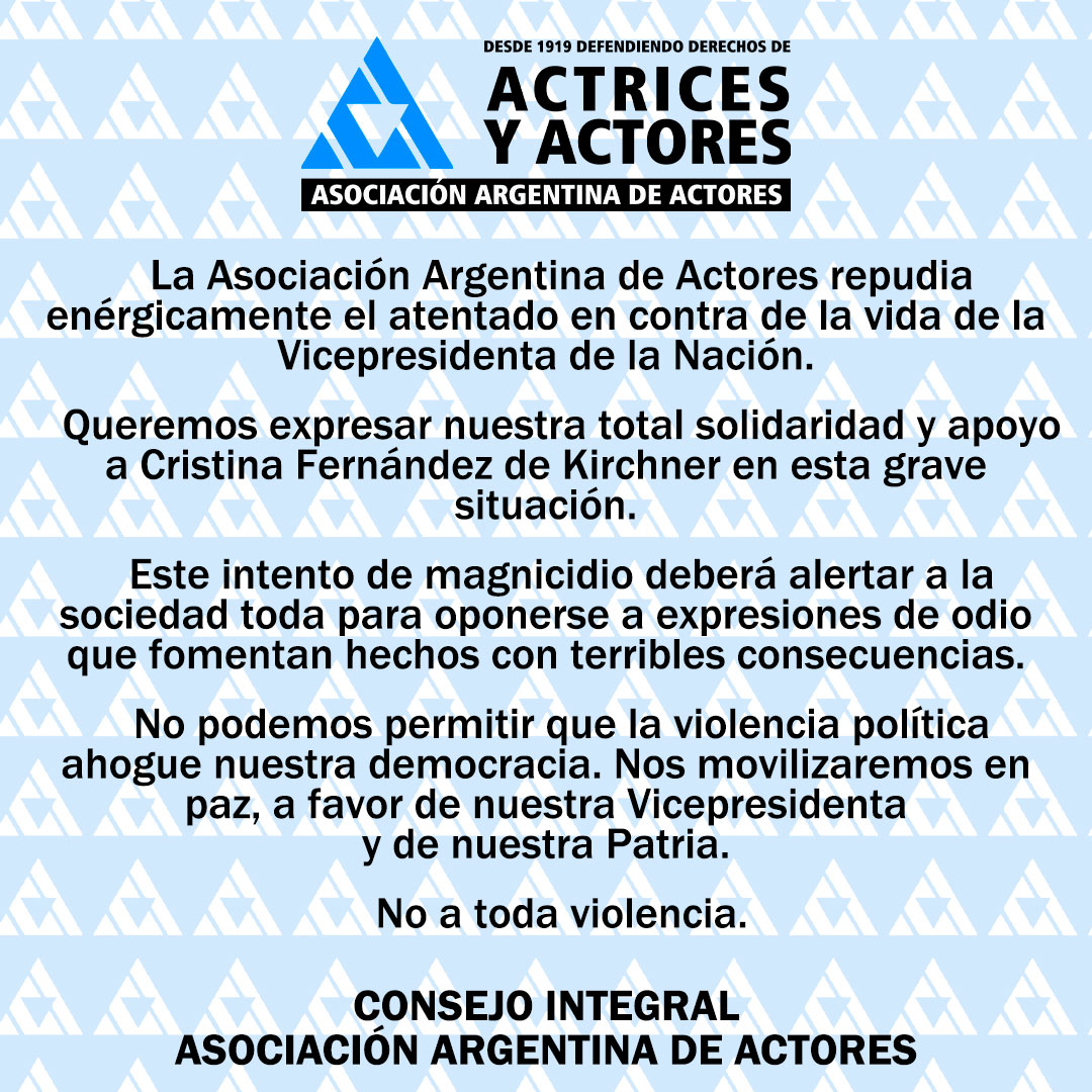 Comunicado Asociación Argentina de Actores