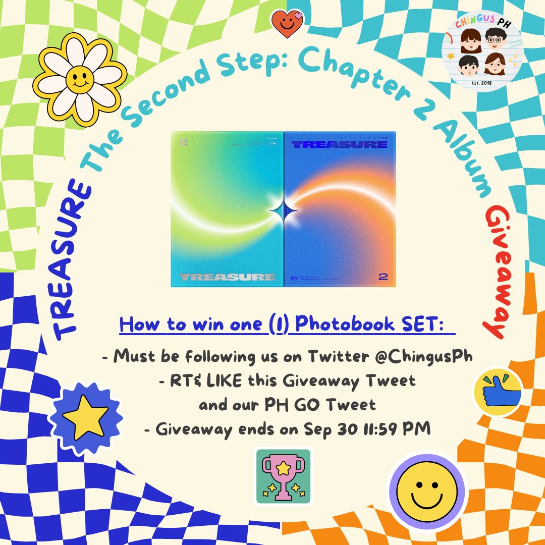 ChingusPh's tweet photo. 💙💚 TREASURE ALBUM GIVEAWAY  💙🧡

Get a chance to win one (1) TREASURE The Second Step: Chapter Two PHOTOBOOK SET w/ Ktown4u POB! 

❣️ Must follow us
❣️ RT &amp; LIKE this giveaway tweet
❣️ RT &amp; LIKE our PH GO tweet (link below)

GA ends on Sep 30! 🥳

🔗: https://t.co/m6lBOeIwMo https://t.co/bTsljLvfBC