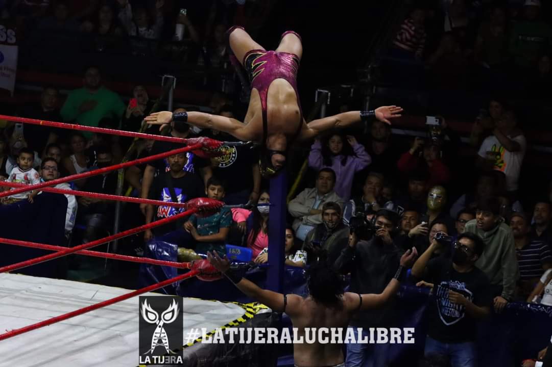 LaTijeraLucha's tweet photo. Gran lucha todos contra todos,donde de forma polémica #PumaDeOro se lleva la victoria,al quedarse al final con #Tonalli y llevarlo al conteo,pero se levanta poco antes de que el referí #ReyesRosas tocará la lona en su tercer palmada, previamente el de #24Kilates finge un faul... https://t.co/cv6Jadajj1