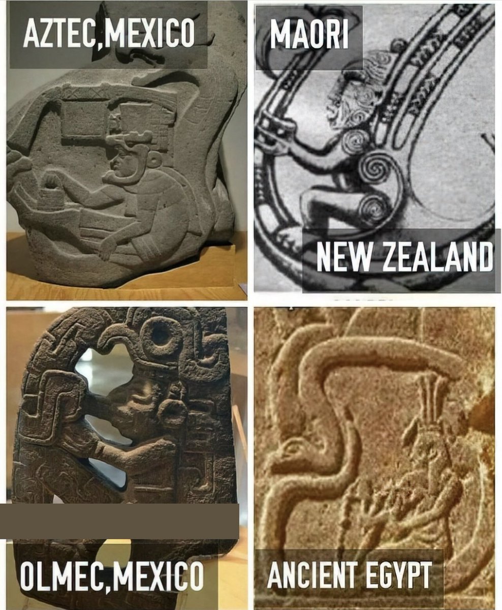 BrianRoemmele's tweet photo. The world wide ancient coincidence you will not see.

All the same story: a copy of what they saw when “the people of the sky arrived”.

The epic story spans ~6000 years. https://t.co/2piioD2617