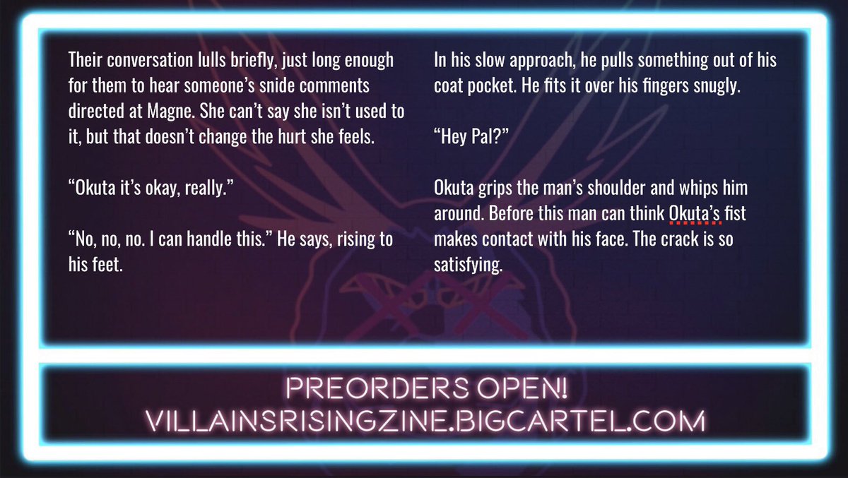 Here’s my piece for <a href="/VillainsRising/">Villains Rising: A MVA Zine - ARCHIVED</a>!! This was so much fun and I’m glad I got to indulge in a new rarepair of Magne x Giran! And I got to collab with @TooSweetofTea for some absolutely stunning spot art! Be sure to go check it out 👀👀👀 links are below 💜