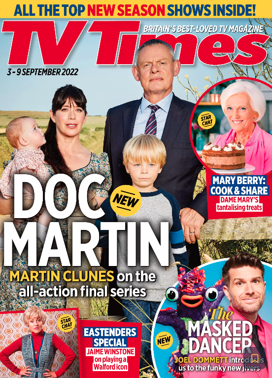 Something for the weekend! This week in TV Times we talk to Martin Clunes about #DocMartin AND Jaime Winstone about her time-travelling #EastEnders adventures! Plus #TheVoiceUK #TheCapture #GinosItaly #MaskedDancerUK #RecipesForLoveAndMurder #Pinocchio & more! On sale now🤩📺💖