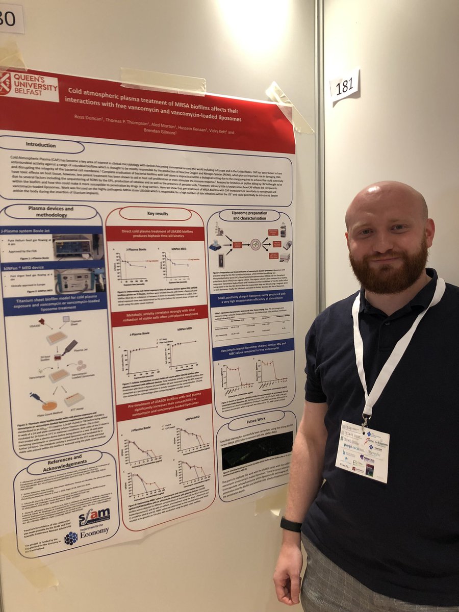 Posters are up at <a href="/EBF2022/">Eurobiofilms2022</a> - check out <a href="/Thomacillin/">Thomas Thompson</a> @L_Mc_Clenaghan <a href="/RossDuncan27/">Ross Duncan</a>’s recent work on cold plasmas for biofilm control <a href="/pharmacyatQUB/">QUB Pharmacy School</a>