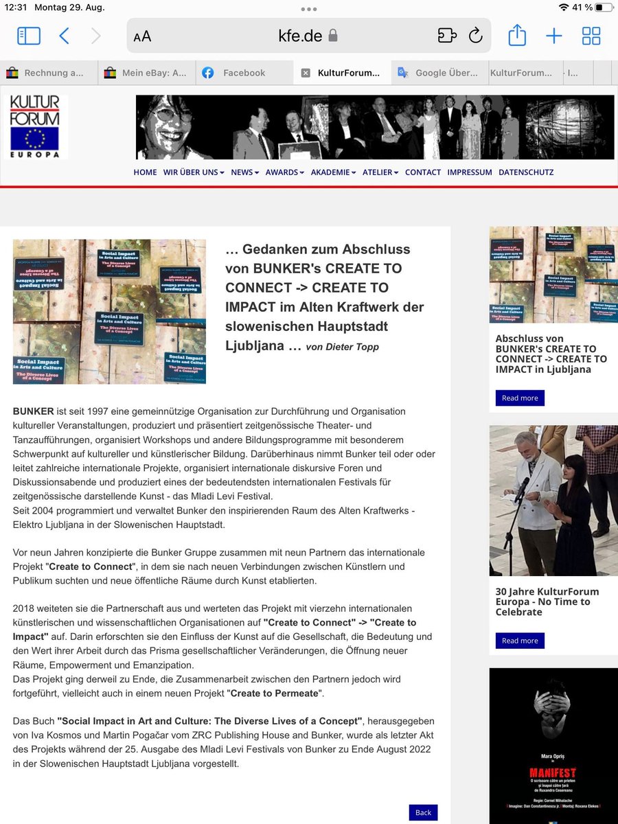 CtC_eu's tweet photo. German journalist Dieter Topp was in Ljubljana for the Create to Connect -> Create to Impact final event (organized by @BunkerLjubljana during Mladi levi festival) and published a short article on the Kultur Forum Europa's portal about it 😊
More: https://t.co/VSqf8hQyyJ https://t.co/i05PC86spg