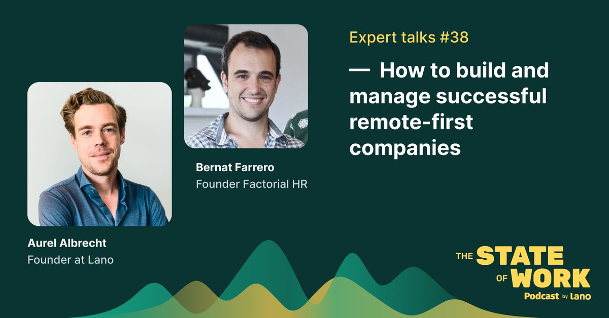What is better than one founder? That’s right, 2 founders! 🌟🌟 In this episode we talked with <a href="/bernatfarrero/">Bernat Farrero</a>, founder of <a href="/factorialhr/">owned</a>, as well as our very own Aurel Albrecht, founder of Lano.
🔈Turn the sound on lano.io/podcast/how-to…