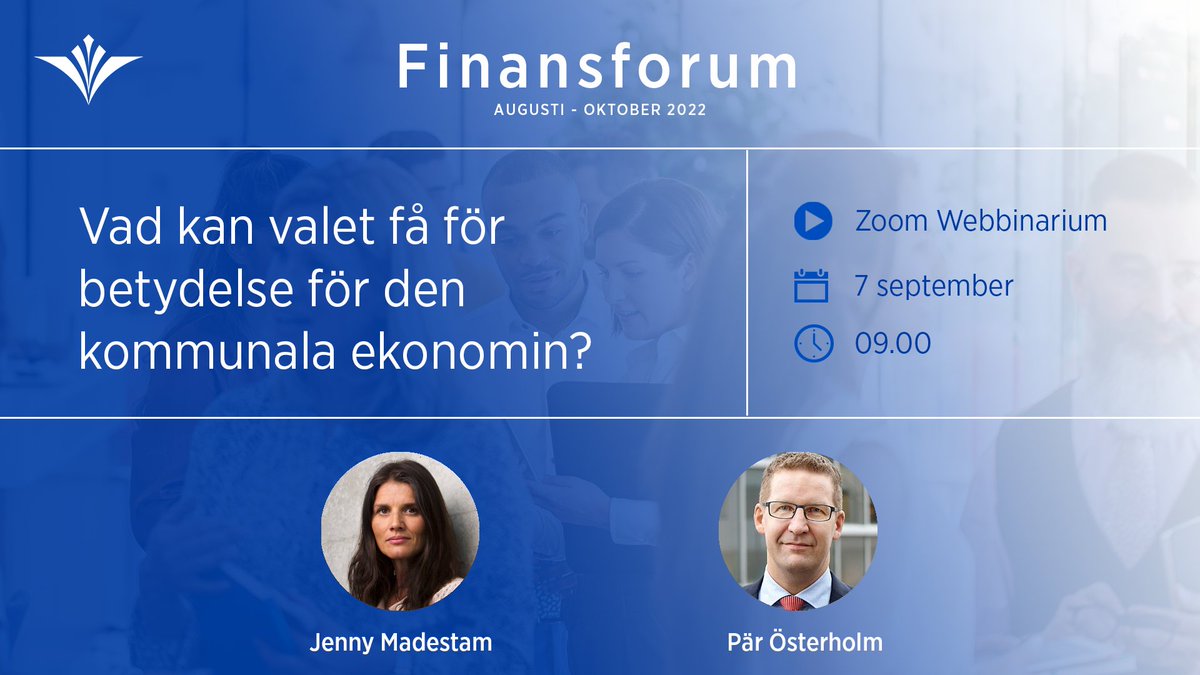 Webbinarium 7 sept: Vad kan valet få för betydelse för den kommunala ekonomin?

Missa inte en högaktuell diskussion om utvecklingen av välfärden och dess finansiering efter valet! 

Info och anmälan: kommuninvest.se/for-kunder/fin…