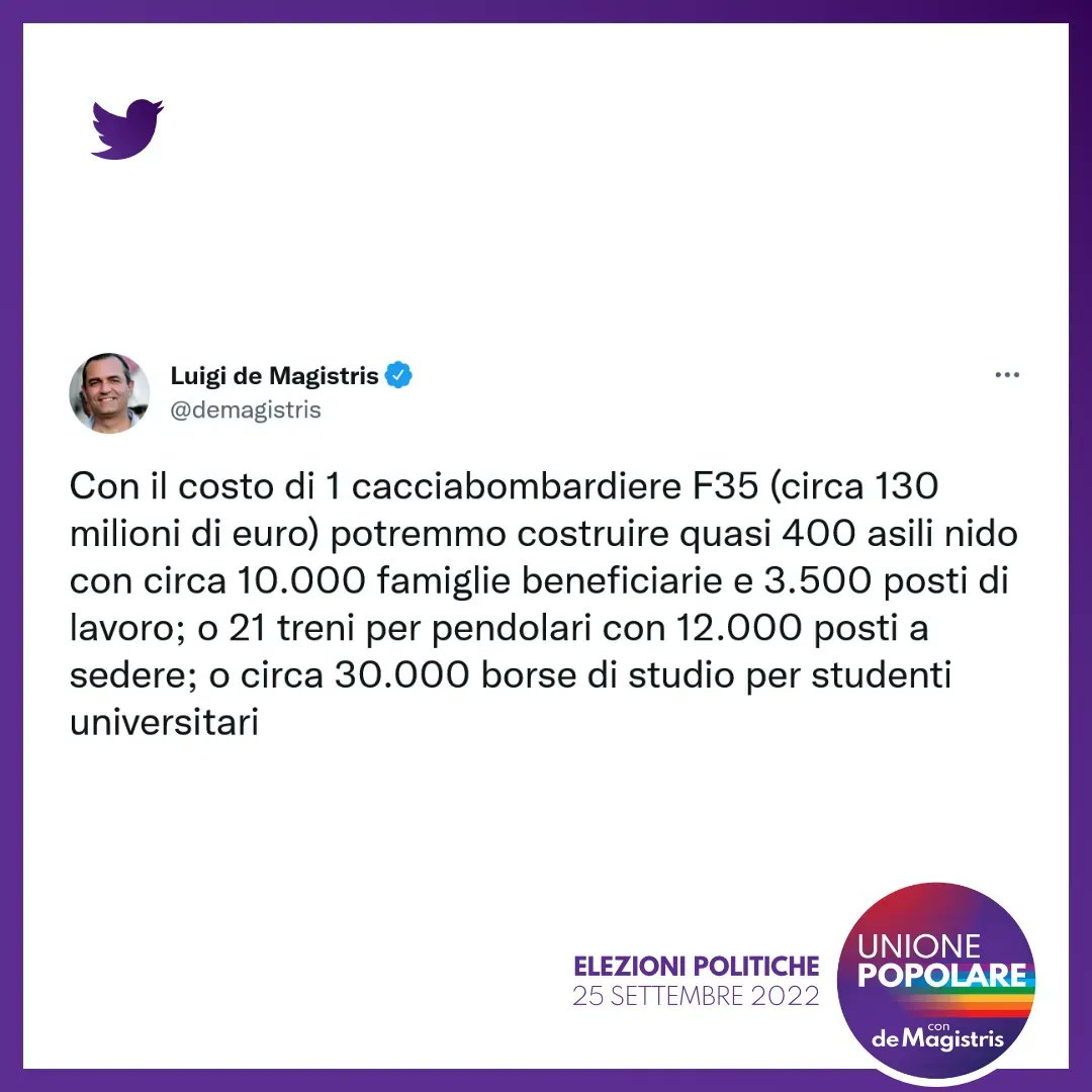 Ques'estate il governo Draghi ha ordinato 18 nuovi caccia bombardieri F35 dalla multinazionale americana Lockheed Martin. Quanti nuovi treni nelle zone di periferia italiane avremmo potuto costruire con quei soldi?