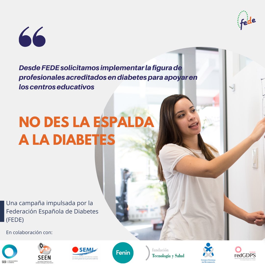 FEDE_Diabetes's tweet photo. Desde #FEDE reclamamos el reconocimiento de la formación en diabetes con la que cuentan los profesionales de Enfermería, mediante las acreditaciones y las acreditaciones avanzadas en diabetes.  

#NoDesLaEspaldaALaDiabetes https://t.co/olbGVE7OHG