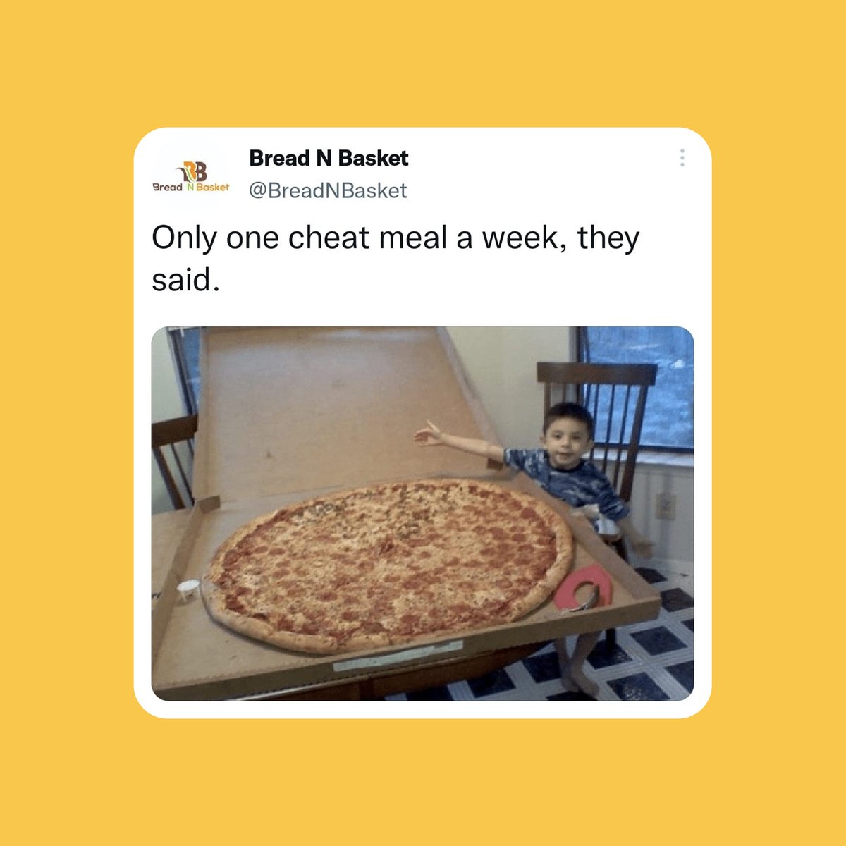 BreadNBasket's tweet photo. What would you have in your cheat meal?

#cheatmeal #dietingproblems #pizzalover #pizzahut #dominospizza #indianmemes #retailhumour #foodblogger #breadnbasketofficial https://t.co/mVXW52bjEy