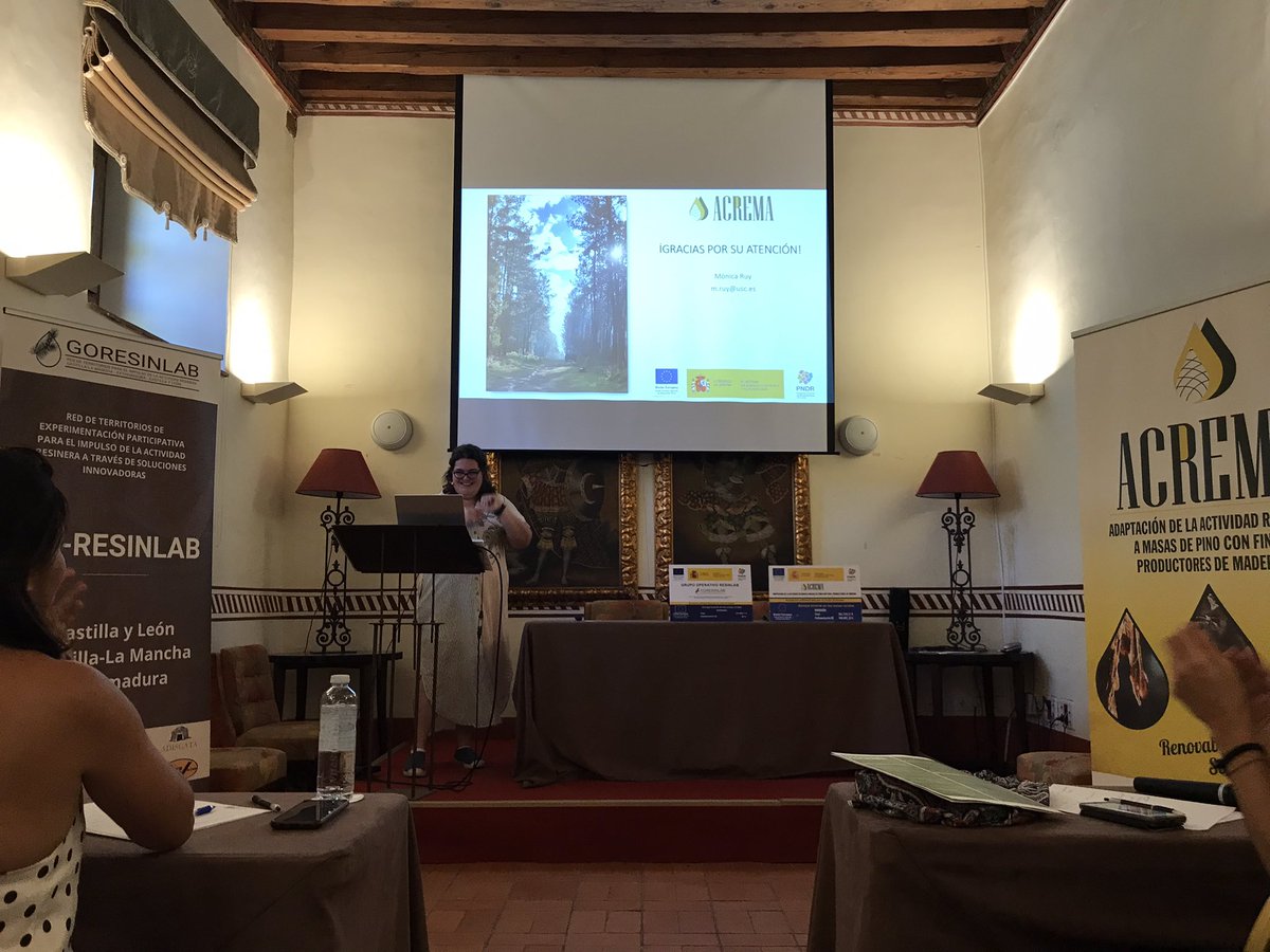 GoResinlab's tweet photo. Monica Ruiz de #pemade de la @UniversidadeUSC presenta estudios que concluyen que la #madera de los Pinos resinados tiene calidad para uso estructural #acrema #GOResinlab #laresinatienefuturo https://t.co/ignjAXP2K6