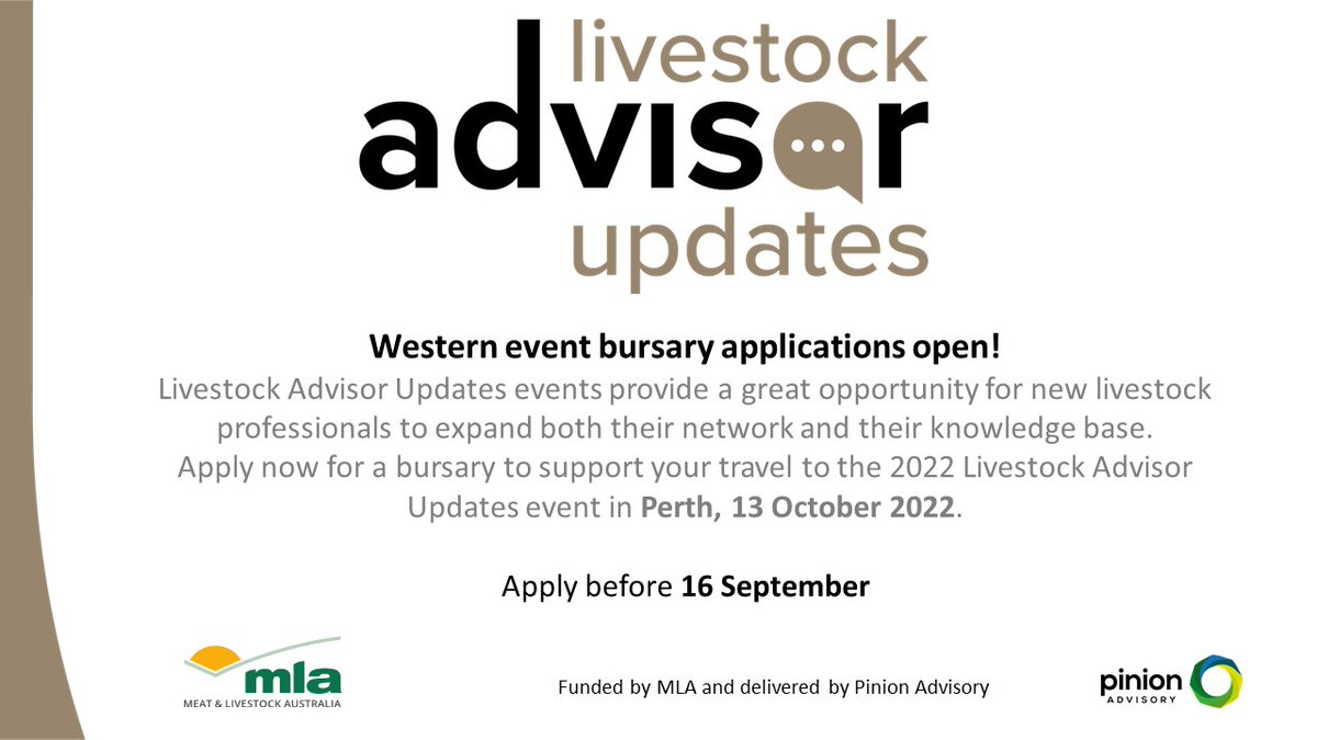 livestockadvise's tweet photo. Are you an early career livestock advisor based in WA, looking to build your knowledge and professional networks? Bursary applications are now open to support your attendance at the LAU event in Perth on October 13. Apply today https://t.co/HGjvrhjotH https://t.co/bc1irYADxf
