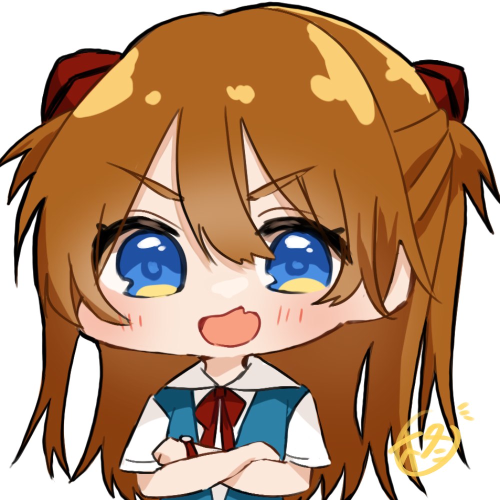 souryuu asuka langley 1girl solo blue eyes white background long hair chibi crossed arms  illustration images