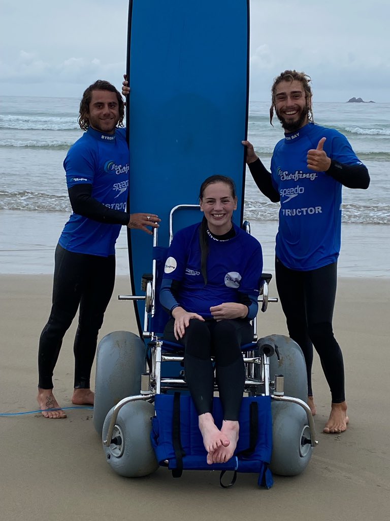 TullyKearney's tweet photo. Had the best day with @LetsGoSurf! First surf in over 5 years was amazing thanks to these two guys who saw my ability not my disability! https://t.co/QcAZpHNwAF