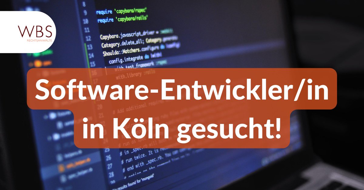 Für die Betreuung und den Ausbau der Software-Landschaft der Kanzlei suchen wir zum nächstmöglichen Zeitpunkt eine/n Software-Entwickler/in. Du wärst v.a. an der Mitgestaltung und Weiterentwicklung von Legal-Tech-Lösungen involviert. Mehr Infos hier: wbs.law/3AlXyLx