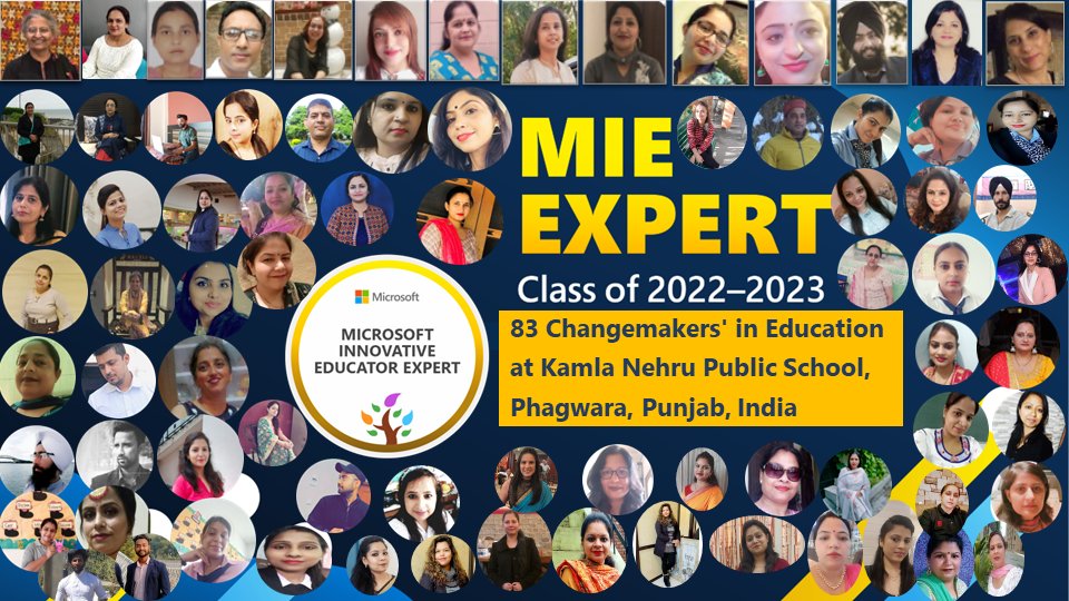 Delighted to be selected as #MIEExpert2023.
Excited to be part of 30,000 inspiring global educators who are committed to a culture of learning, innovation, and continuous improvement.
See the list here: msft.it/6013jlWZN
<a href="/KnpsIndia/">KNPS Phagwara India</a> thanks to our mentor <a href="/pkdhillon08/">ParamjeetKaurDhillon</a>