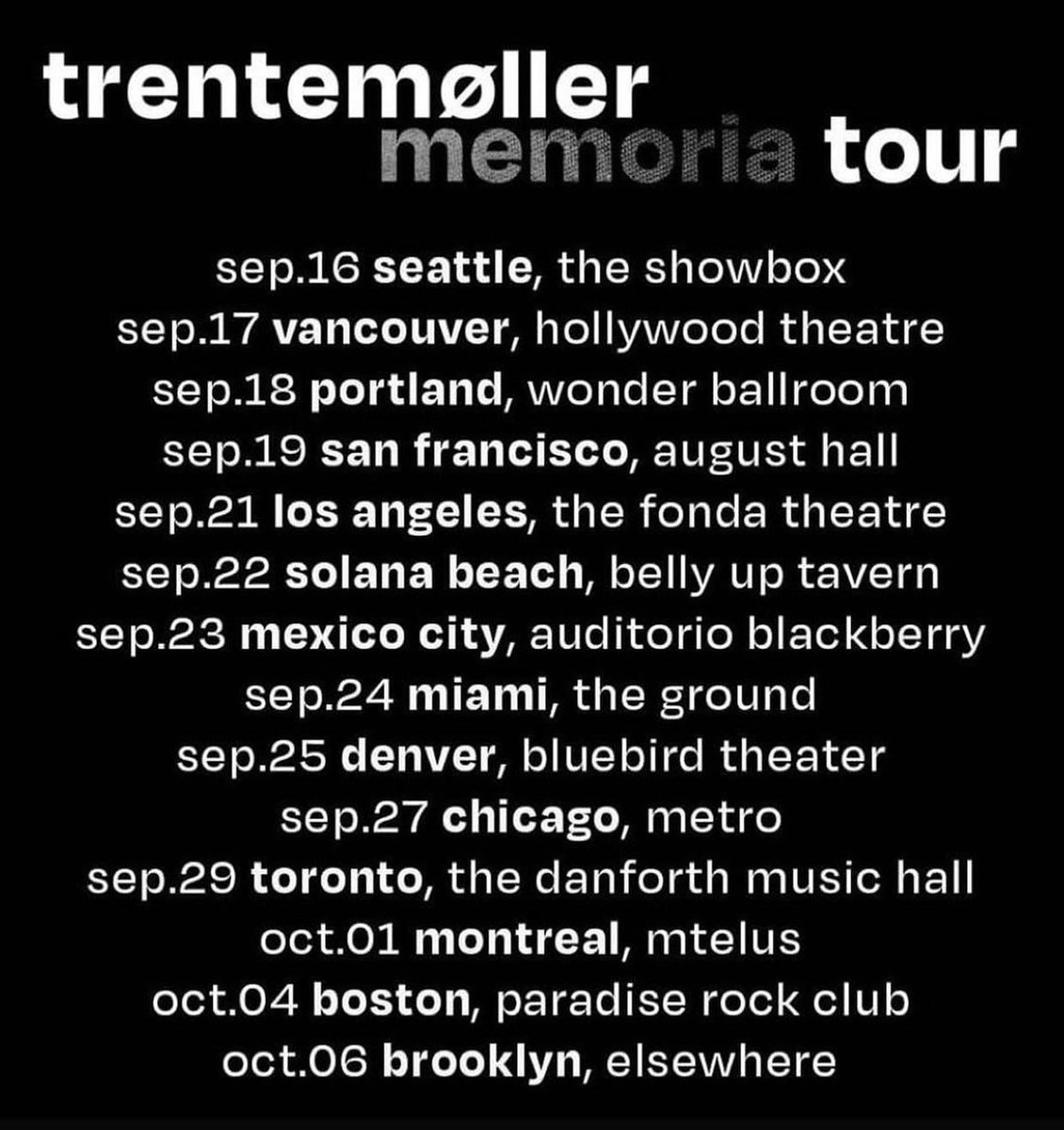 tomandcomputer's tweet photo. Dear Friends; I’m so incredibly thrilled to announce that I'll be supporting Trentemøller on his upcoming Memoria tour in North America! #tomandhiscomputer https://t.co/QuH6tUPKk1