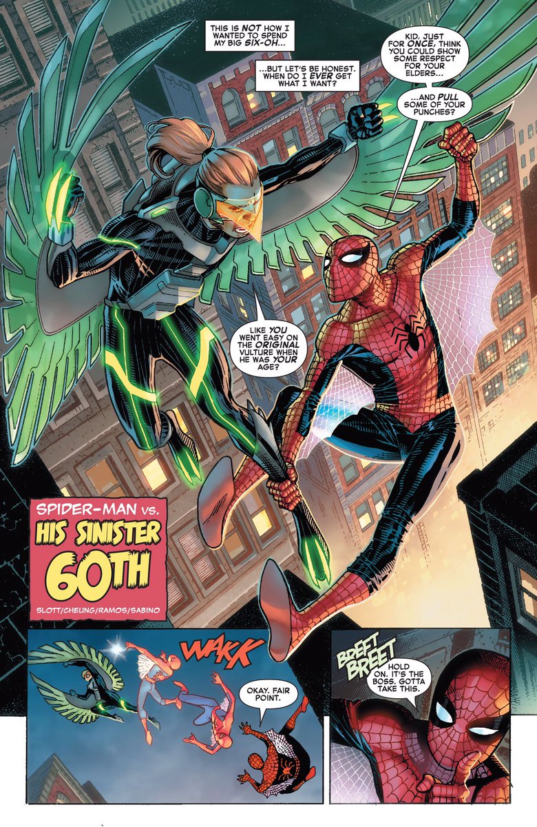 “Sinister 60th” by @DanSlott Jim Cheung @jdramoscolors & @JoeSabino in Amazing Fantasy #1000 brought me to tears. It’s a beautiful celebration of what Spider-Man means to us. He’s the spirit of NYC, a hero that inspires & much more. But at end of the day he’s just like you & me.