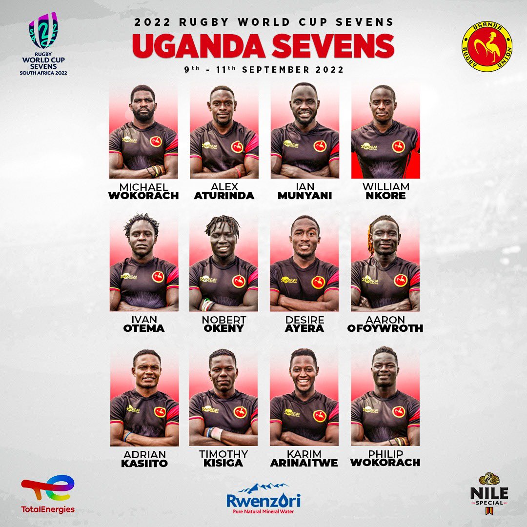 Uganda 7s squad for Rugby World Cup. Photo Courtesy/Uganda Rugby