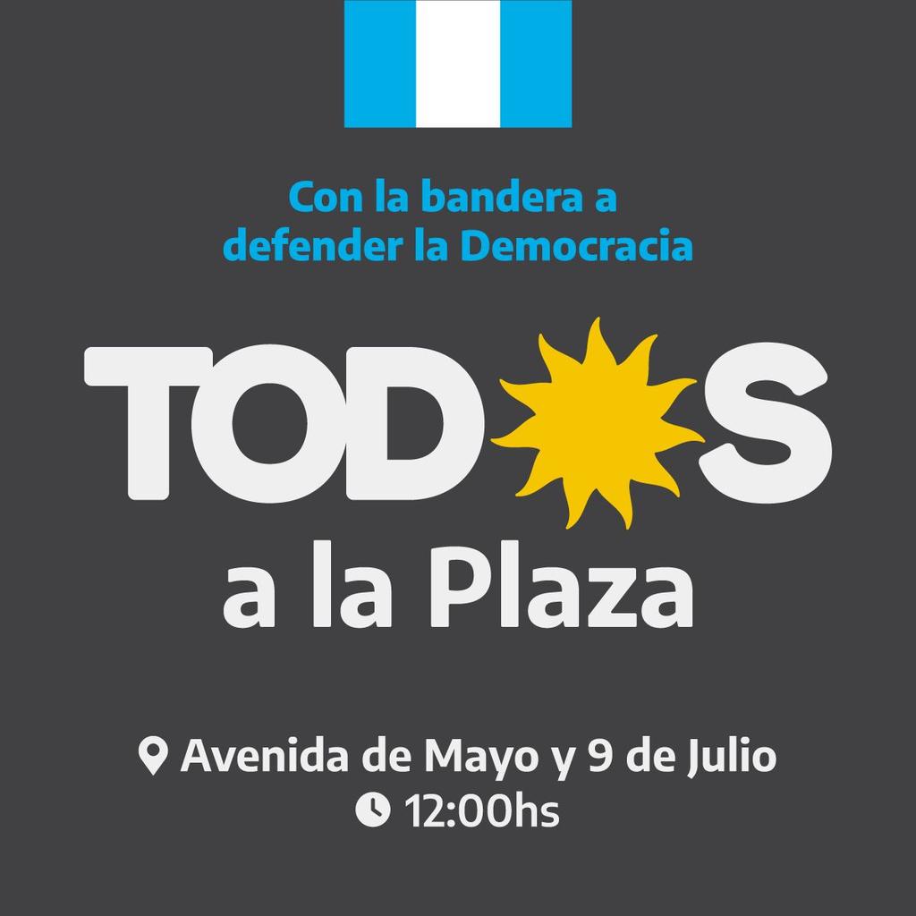 Movilización popular. Serenos y firmes, amorosos y fuertes, resueltos a defender y profundizar nuestra #Democracia para restaurar la felicidad del pueblo argentino. Mañana todos y todas a #PlazaDeMayo