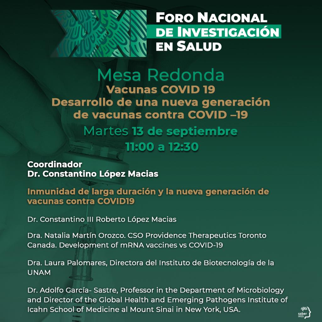 Saber_IMSS's tweet photo. 👀 #ResidenteIMSS no te pierdas la Mesa Redonda: Desarrollo de una nueva generación de vacunas contra COVID -19, en el XXXI Foro Nacional de Investigación en Salud #FNIS2022
Inscríbete aquí para presenciarla a distancia 👉🏽 https://t.co/ffyVvNCe8b https://t.co/DM0giSGcnR