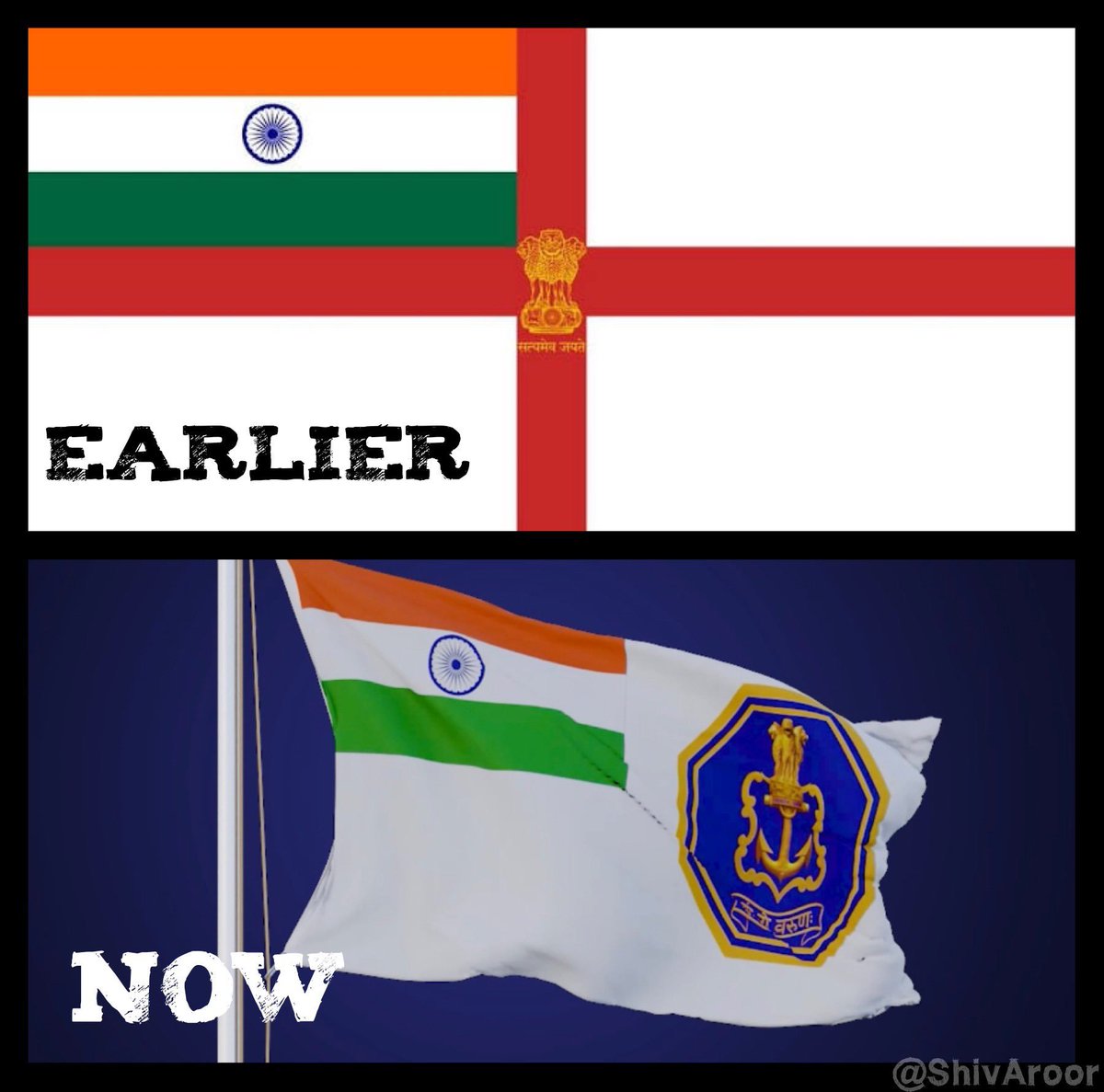 SwayamTewari's tweet photo. Why not the seal of Rajendra Chola on the New Indian Navy flag? 
Cholas were much much stronger in the seas than the Marathas, I dare say. https://t.co/ntOwo8D2SR