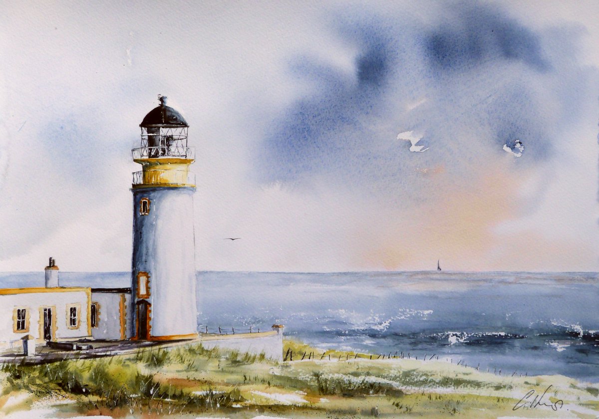 Tiumpan Head Lighthouse, watercolour. Almost the weekend 😎 #watercolour