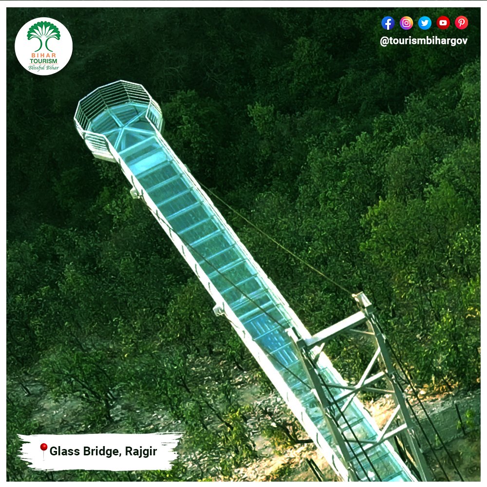 TourismBiharGov's tweet image. A #thrilling experience awaits you at the Glass Skywalk Bridge at Rajgir. With panoramic views of the lush greenery and serene blue sky, this architectural marvel is sure to mesmerize!

#GlassBridge #Rajgir #BlissfulBihar #IncredibleIndia #DekhoApnaDesh