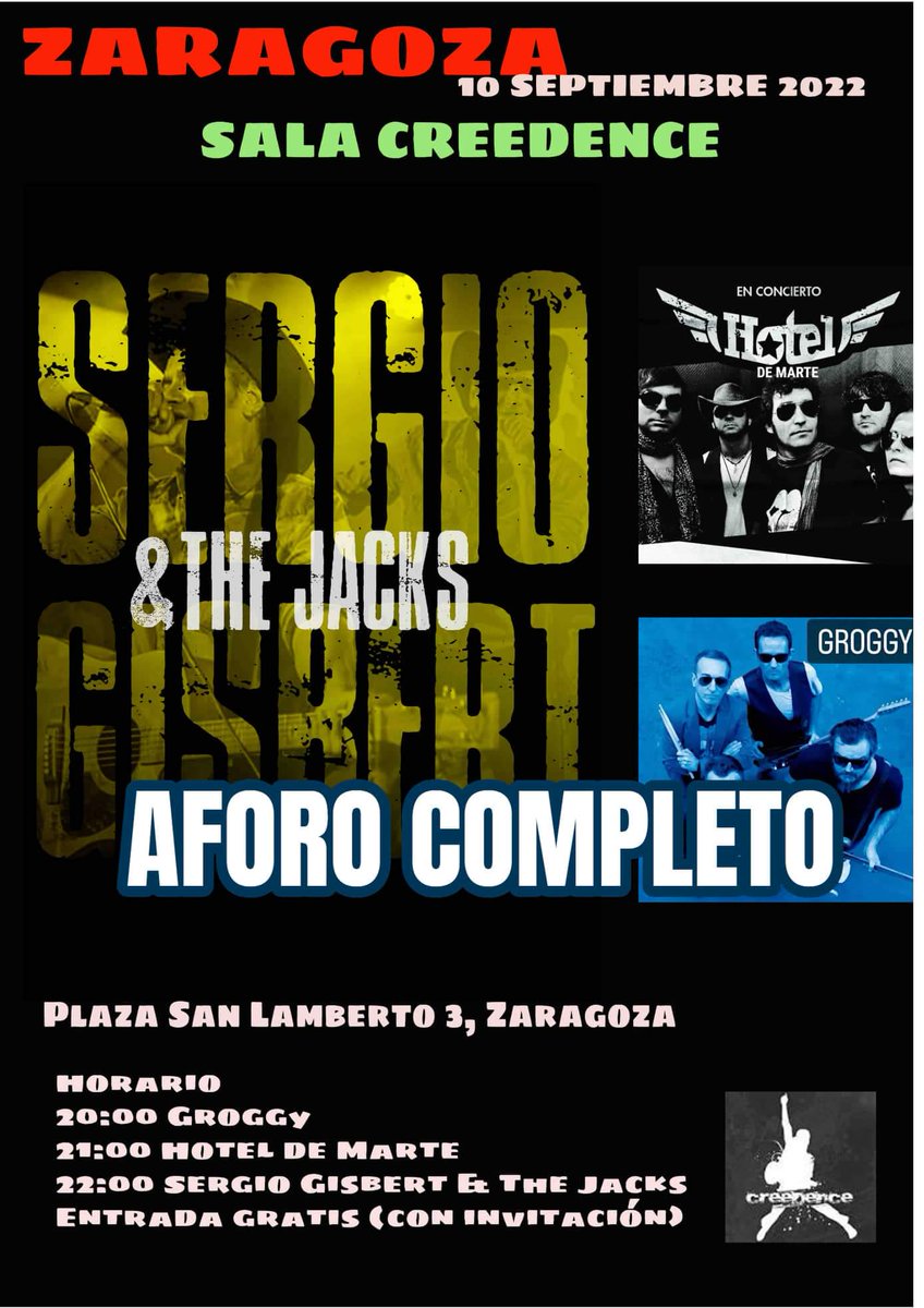 pilarvazquez62's tweet photo. ZARAGOZA!!
10 de Septiembre ,Sala Creedence
ROCK&ROLL!!🤠😎🎸
Catering: Kuky's Place
#sergiogisbert
#hoteldemarte
#GROGGY
#salacreedence
#kukysplace https://t.co/HhaLSXYvjT
