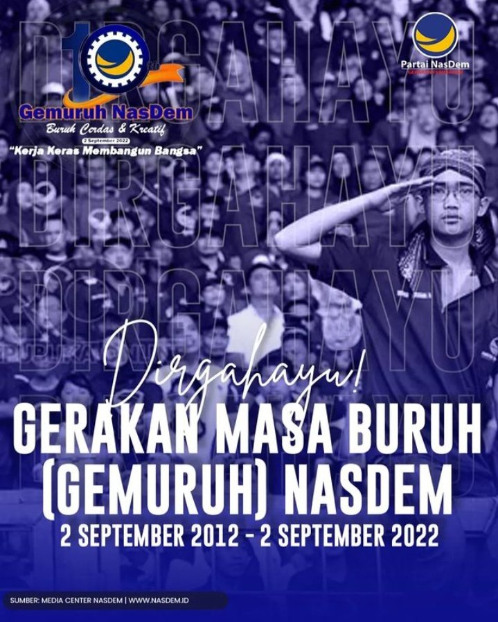 Ise Kabar Taka ?

Dirgahayu Gerakan Masa Buruh (Gemuruh)
NasDem

Buruh Cerdas dan Kreatif!
Kerja Keras Membangun Bangsa!

#GemuruhNasDem
#SayapNasDem
#PartaiNasDem
#NasDemBersamaRakyat