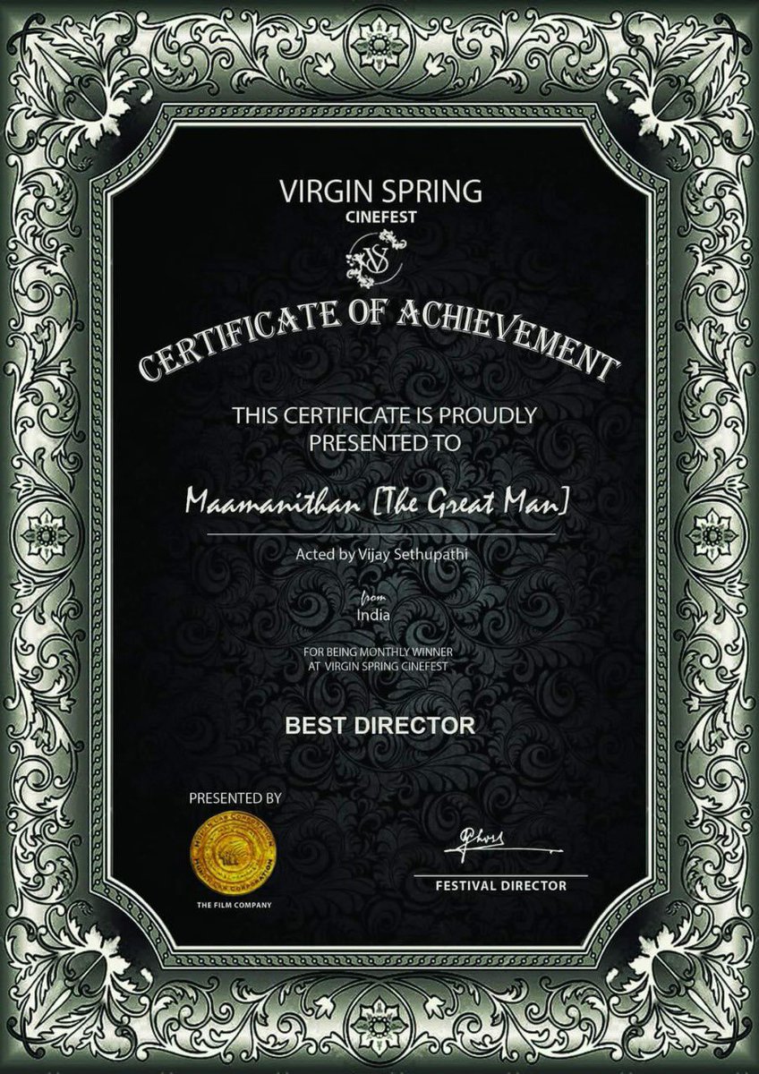 MakkalSelvanFC's tweet photo. #Maamanithan bags three awards 🏅🏅🎖
Best Narrative Feature,
Best Director &
Best Actor Award from #VirginSpring Cine-fest happened at West Bengal.
#MaamanithanonAHA
#Makkalselvan @VijaySethuOffl
@YSRfilms @U1Records @ilaiyaraaja @seenuramasamy @studio9_suresh @SGayathrie https://t.co/9ugbdeChCa