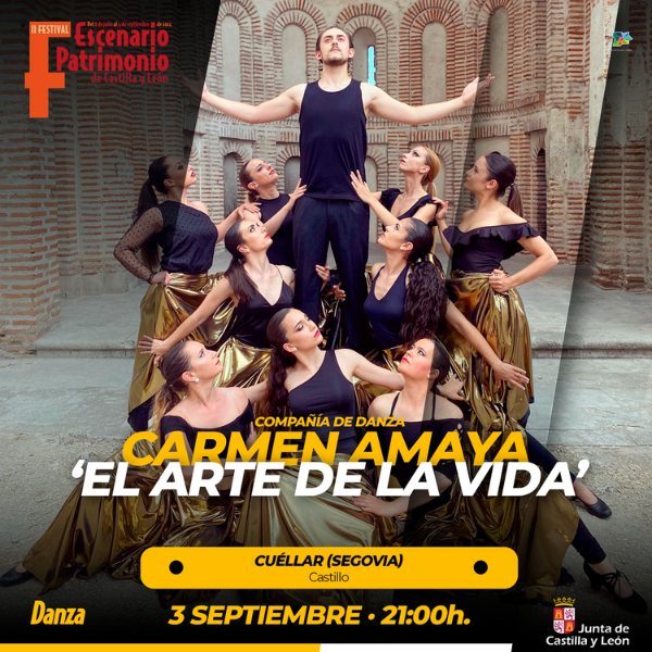 culturacyl's tweet photo. La Compañía de Danza Carmen Amaya en su espectáculo 'El Arte de la Vida', brinda un reconocimiento a los grandes artistas de la poesía, música, pintura, cine... @EscenarioCyl @Pucela_Dance.

📍 Cuéllar #Segovia
🗓️ 3 de septiembre 21:00 https://t.co/gDhibe0kmv