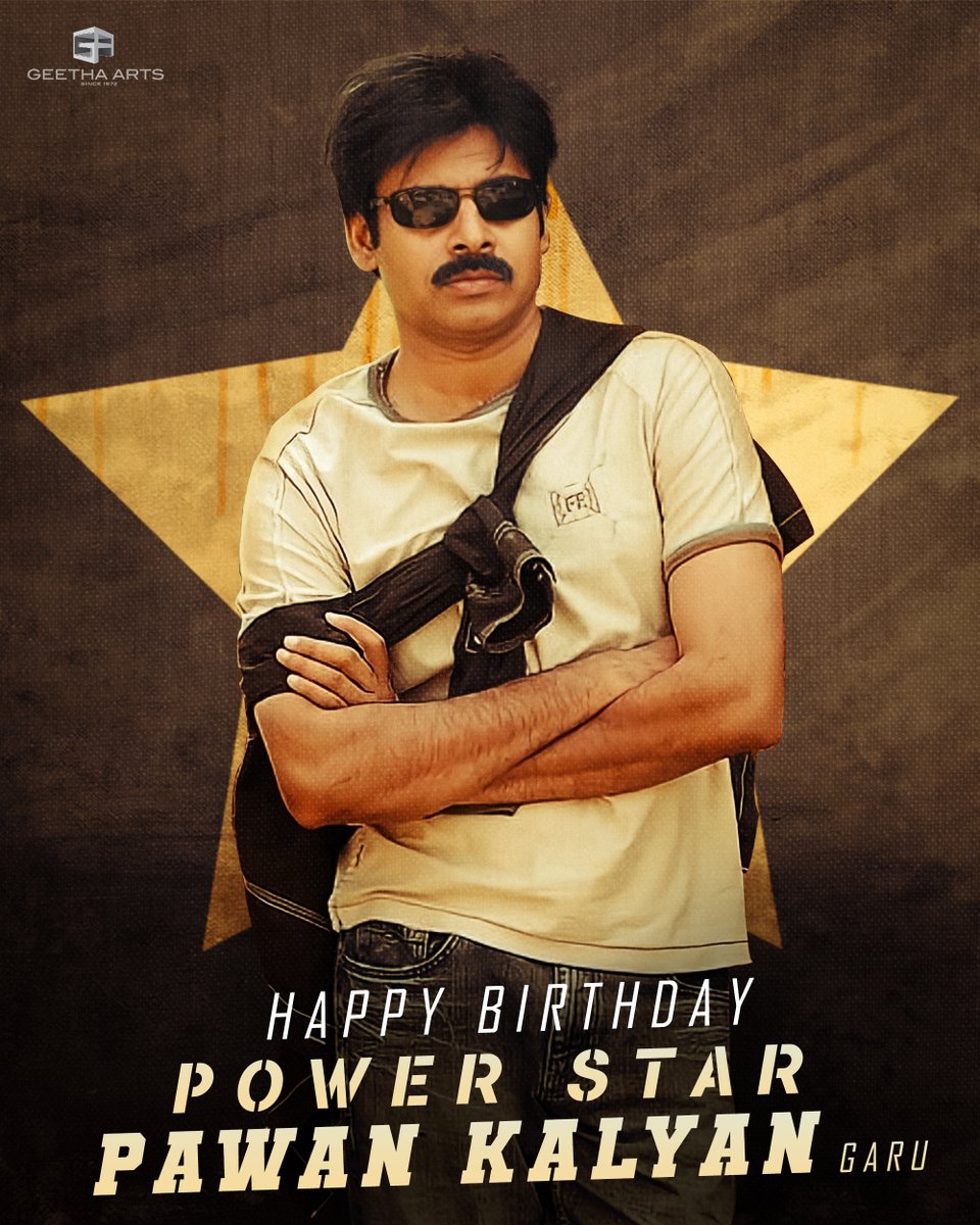 GeethaArts's tweet photo. Here's wishing our dearest 𝐏𝐎𝐖𝐄𝐑𝐒𝐓𝐀𝐑 @PawanKalyan garu a very happy birthday! 🌟

Wishing you good health &amp; success always. ❤️

#HBDJanasenaniPawanKalyan #HBDPawanKalyan https://t.co/p2hc5ovYcF