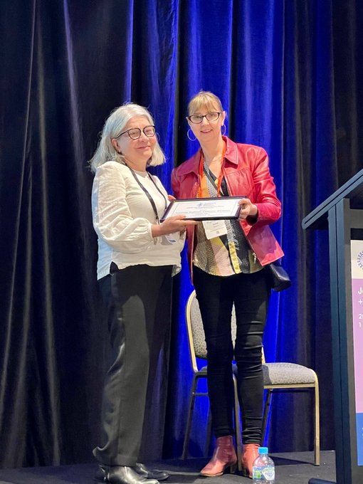 KirbyInstitute's tweet photo. Congratulations to A/Prof Catherine O’Connor who was awarded the #ASRHA Distinguished Service Award in recognition of ‘visionary leadership and outstanding contribution in the field of sexual and reproductive health’ at @ASHMMedia #HIVAIDS2022 #SH2022 this week. 📷@DrYenLiLim https://t.co/YrJCOFyNfg