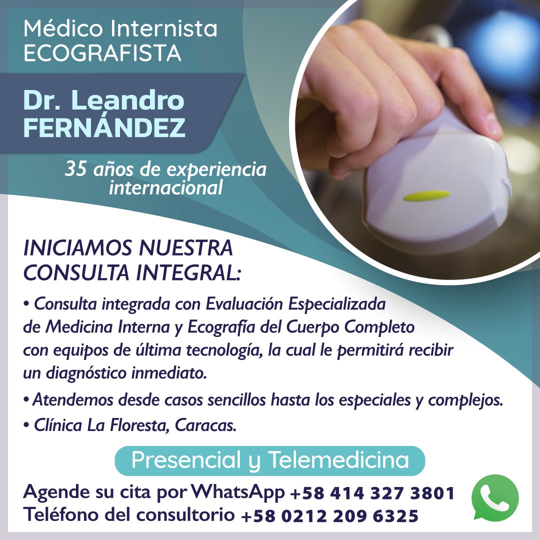 drleandroferna1's tweet photo. El Dr. Leandro Fernández estará en Caracas del 15 al 30 de septiembre brindándole la oportunidad de tener una consulta presencial o vía celular de forma fácil y efectiva. 

Agende su cita en la Clínica La Floresta +58 2012 209 6325 o vía Whatsapp +58 414 327 3801 https://t.co/QApI8j5zCM