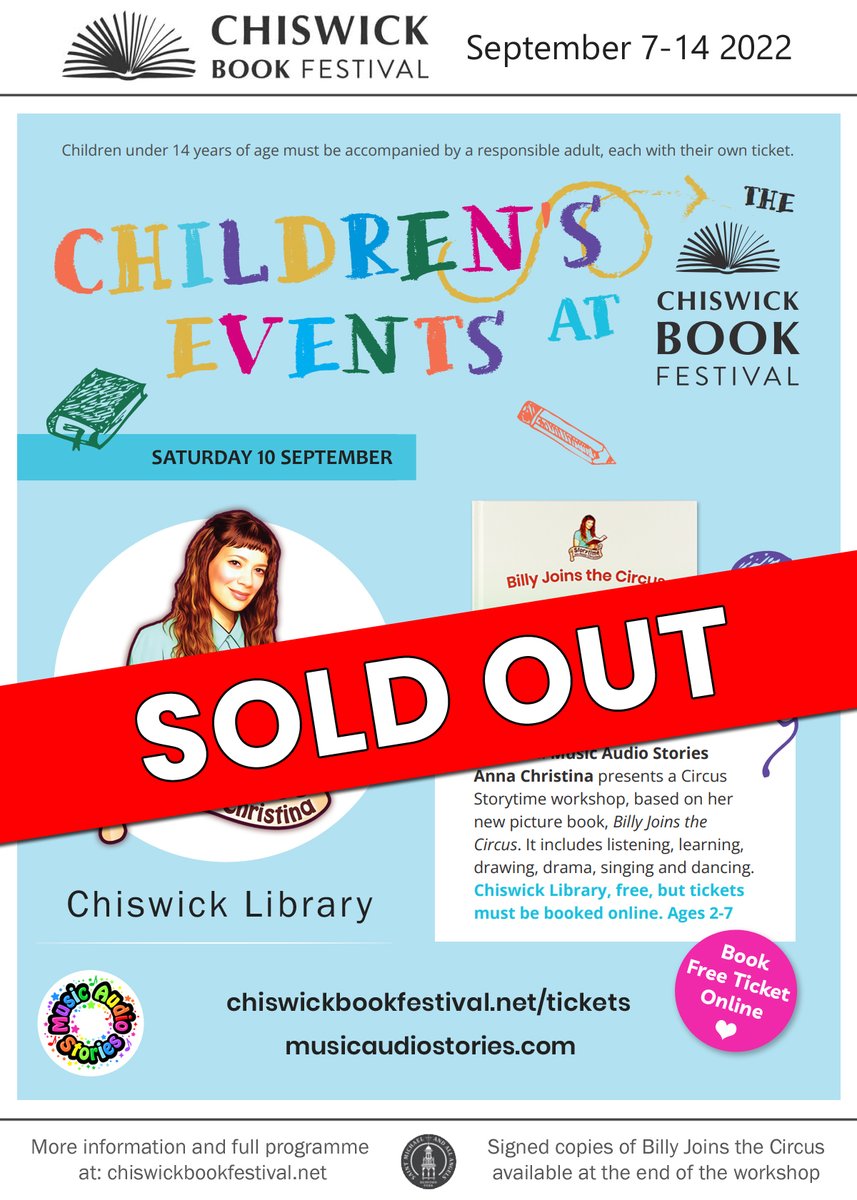 WOW! @StorytimewithAC at #ChiswickBookFestival has sold out! 😮 This is not the first sell-out #Storytime this year and we are thrilled that our workshops are so popular.

➡️ bit.ly/StorytimewithA…

#StorytimewithAC #Chiswick #Storyteller #ChiswickBookFest #Storytelling #SOLDOUT