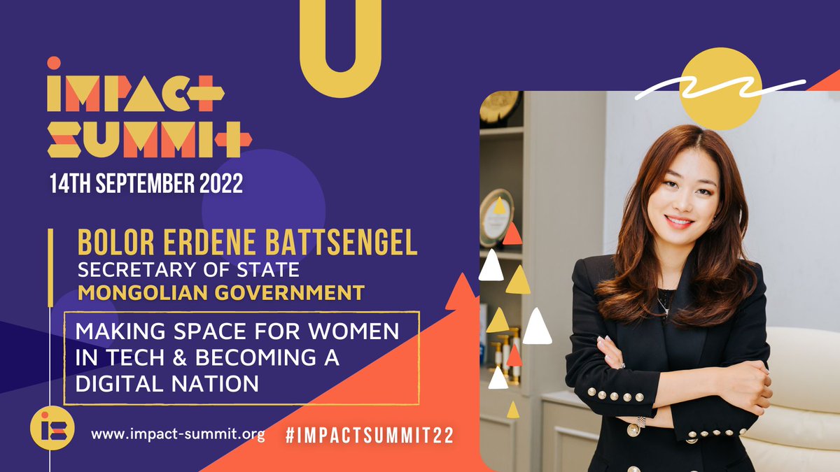 Recognised as <a href="/TIME/">TIME</a> Next Gen Leader, Bolor Battsengel - the youngest and first ever female to be a Government State Secretary 

Exclusive LIVE Interview: "Making space for women in tech &amp; becoming a digital nation ✅"

Book your tickets here: impact-summit.org/tickets