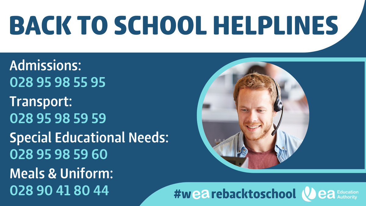 Experiencing any issues with the back to school transition - the EA provide helplines below to help with any of your queries.